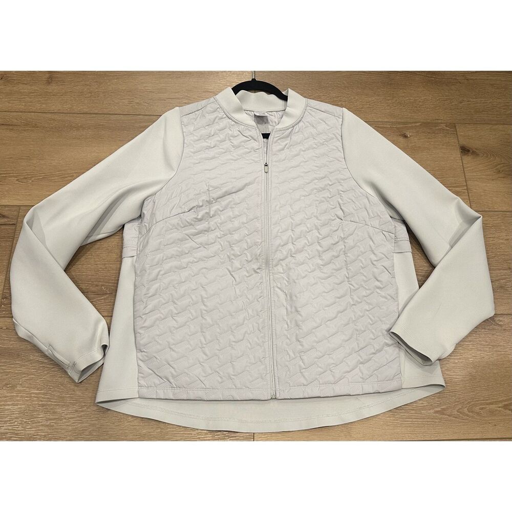 Avia Women's Quilted Scuba Jacket Light Gray/Cream XXL EUC